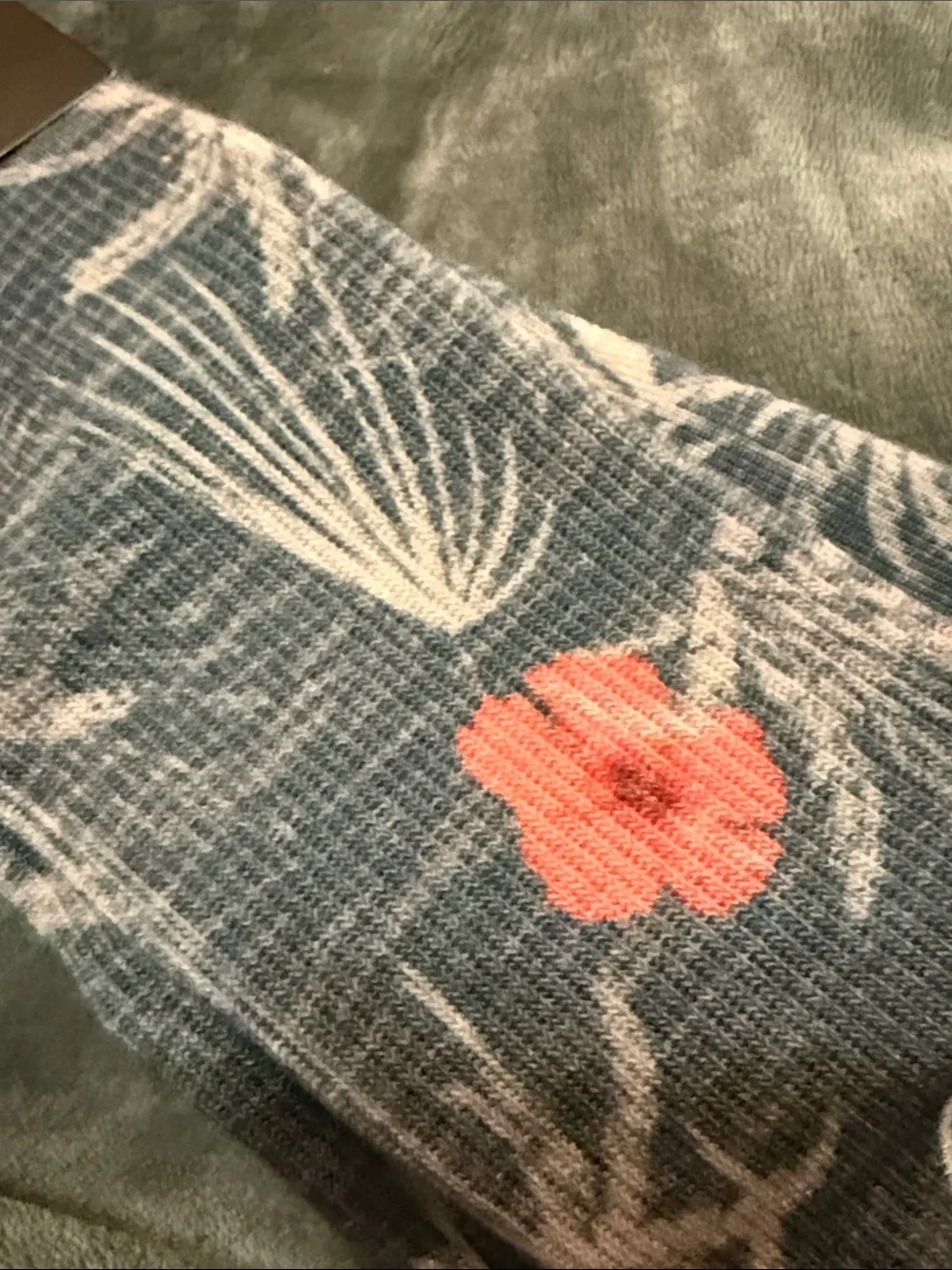 Ariat Men's Navy Crew Socks with Coral Floral Accents